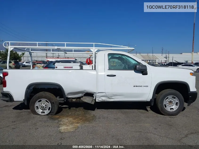 2024 Chevrolet Silverado 2500Hd 2Wd Long Bed Work Truck VIN: 1GC0WLE70RF318118 Lot: 40825608