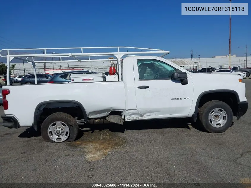 2024 Chevrolet Silverado 2500Hd 2Wd Long Bed Work Truck VIN: 1GC0WLE70RF318118 Lot: 40825608