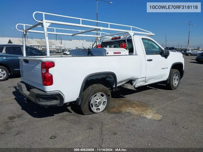 2024 Chevrolet Silverado 2500Hd 2Wd Long Bed Work Truck VIN: 1GC0WLE70RF318118 Lot: 40825608