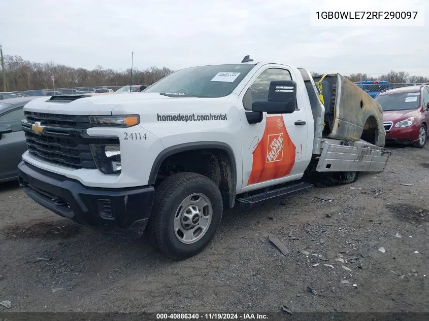 2024 Chevrolet Silverado 2500Hd 2Wd Long Bed Work Truck VIN: 1GB0WLE72RF290097 Lot: 40886340