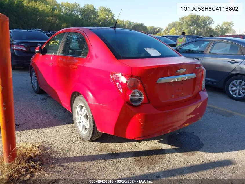 2012 Chevrolet Sonic 2Lt VIN: 1G1JC5SH8C4118802 Lot: 40420549