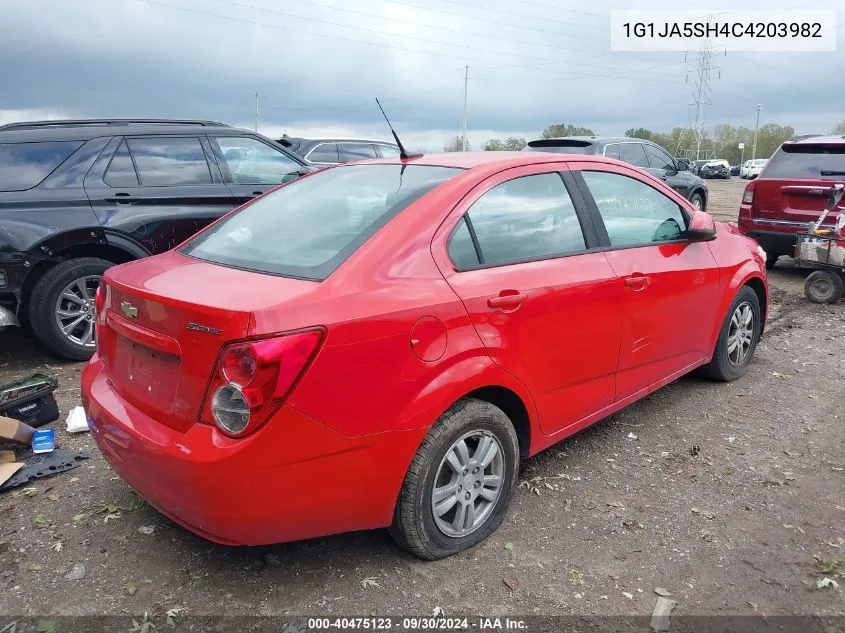 2012 Chevrolet Sonic 2Ls VIN: 1G1JA5SH4C4203982 Lot: 40475123