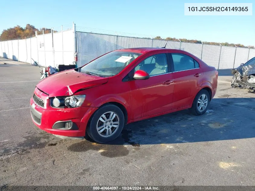 2012 Chevrolet Sonic 2Lt VIN: 1G1JC5SH2C4149365 Lot: 40664097