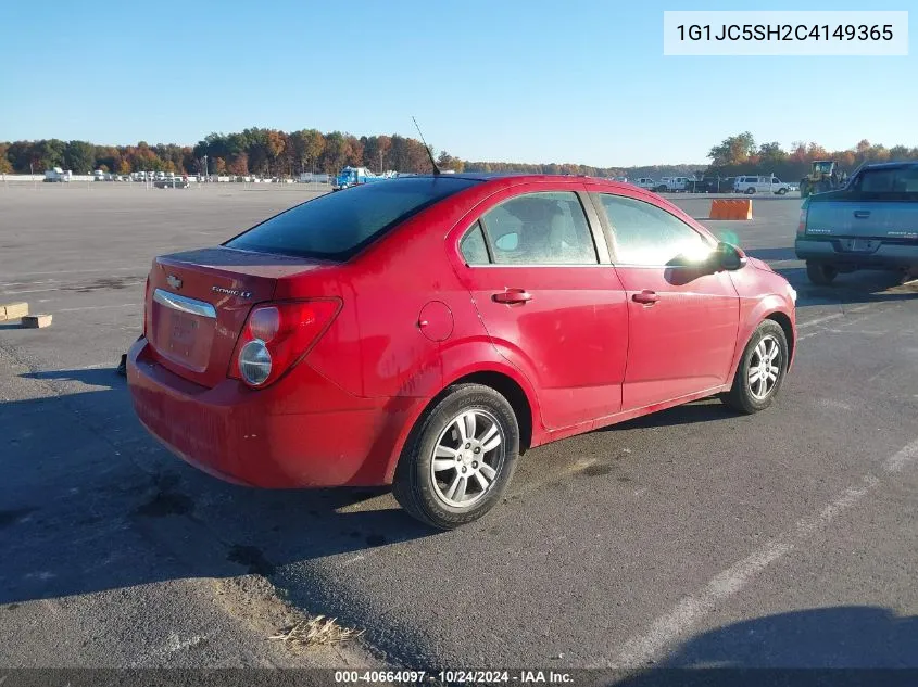 2012 Chevrolet Sonic 2Lt VIN: 1G1JC5SH2C4149365 Lot: 40664097