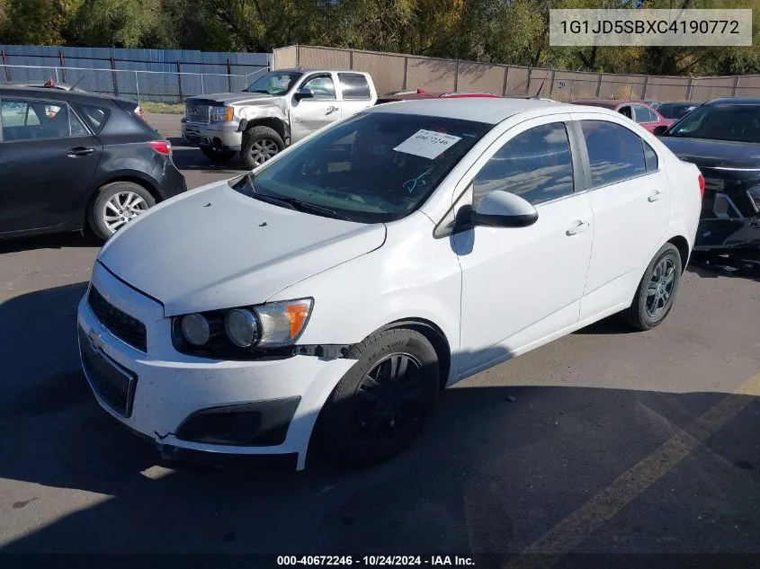 2012 Chevrolet Sonic 1Lt VIN: 1G1JD5SBXC4190772 Lot: 40672246