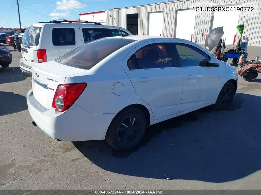 2012 Chevrolet Sonic 1Lt VIN: 1G1JD5SBXC4190772 Lot: 40672246