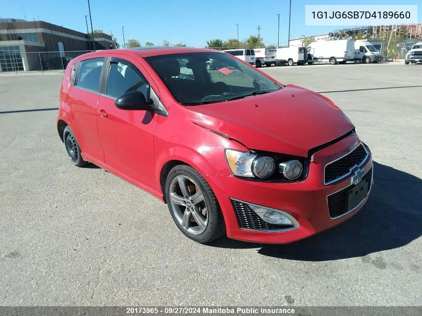 2013 Chevrolet Sonic Rs VIN: 1G1JG6SB7D4189660 Lot: 20173965