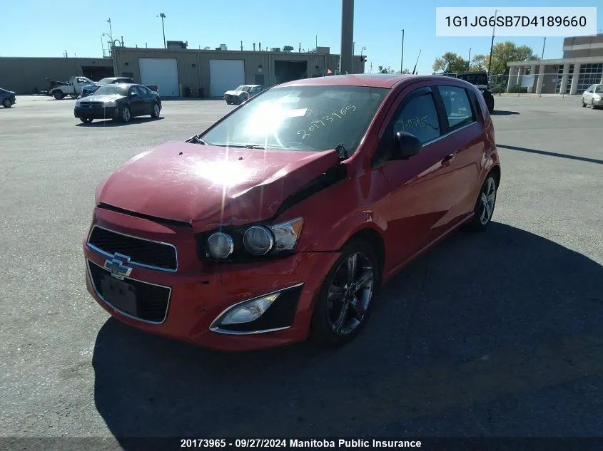 2013 Chevrolet Sonic Rs VIN: 1G1JG6SB7D4189660 Lot: 20173965