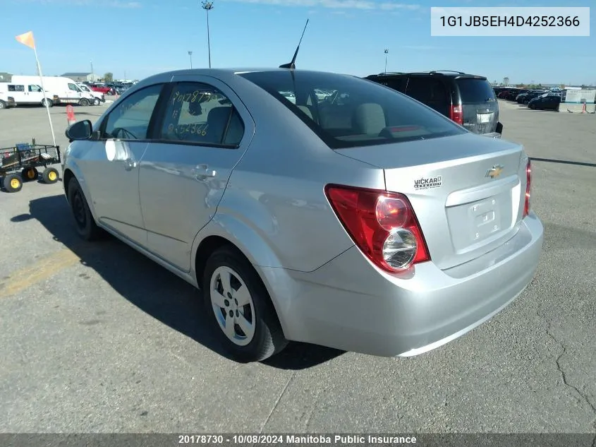 2013 Chevrolet Sonic Ls VIN: 1G1JB5EH4D4252366 Lot: 20178730