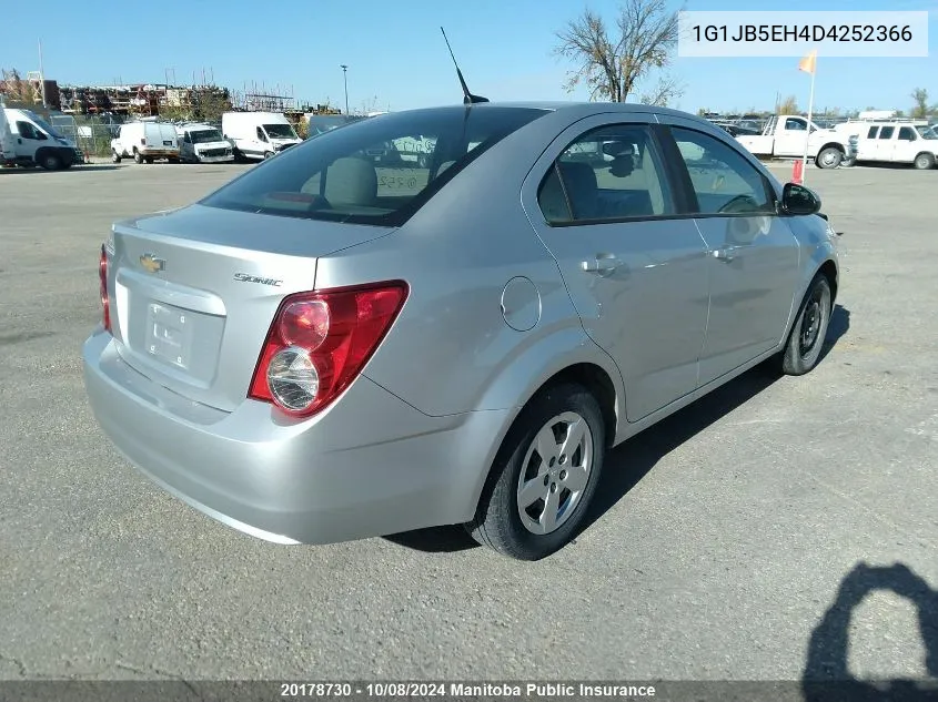 2013 Chevrolet Sonic Ls VIN: 1G1JB5EH4D4252366 Lot: 20178730