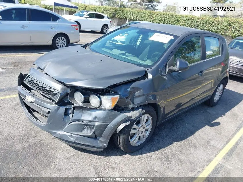 2013 Chevrolet Sonic Lt Auto VIN: 1G1JC6SB3D4192521 Lot: 40178547