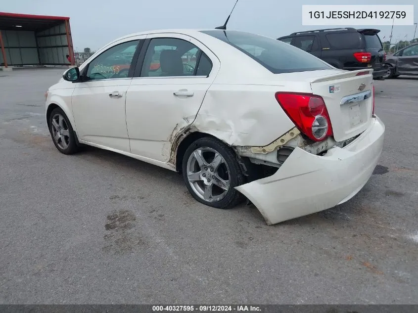 2013 Chevrolet Sonic Ltz Auto VIN: 1G1JE5SH2D4192759 Lot: 40327595