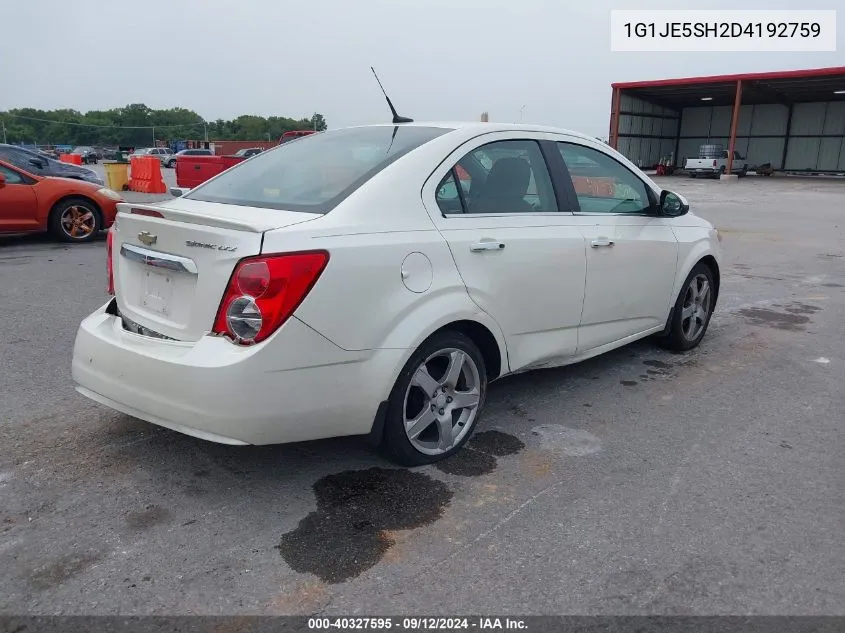 2013 Chevrolet Sonic Ltz Auto VIN: 1G1JE5SH2D4192759 Lot: 40327595