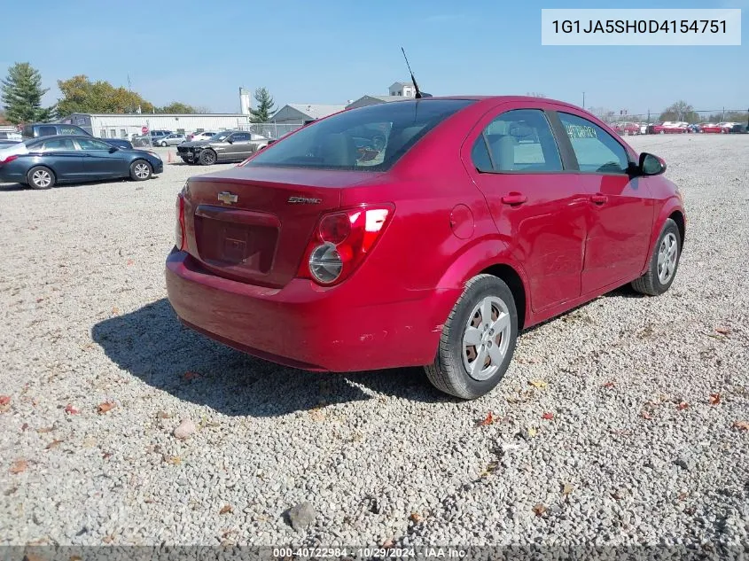 2013 Chevrolet Sonic Ls Auto VIN: 1G1JA5SH0D4154751 Lot: 40722984