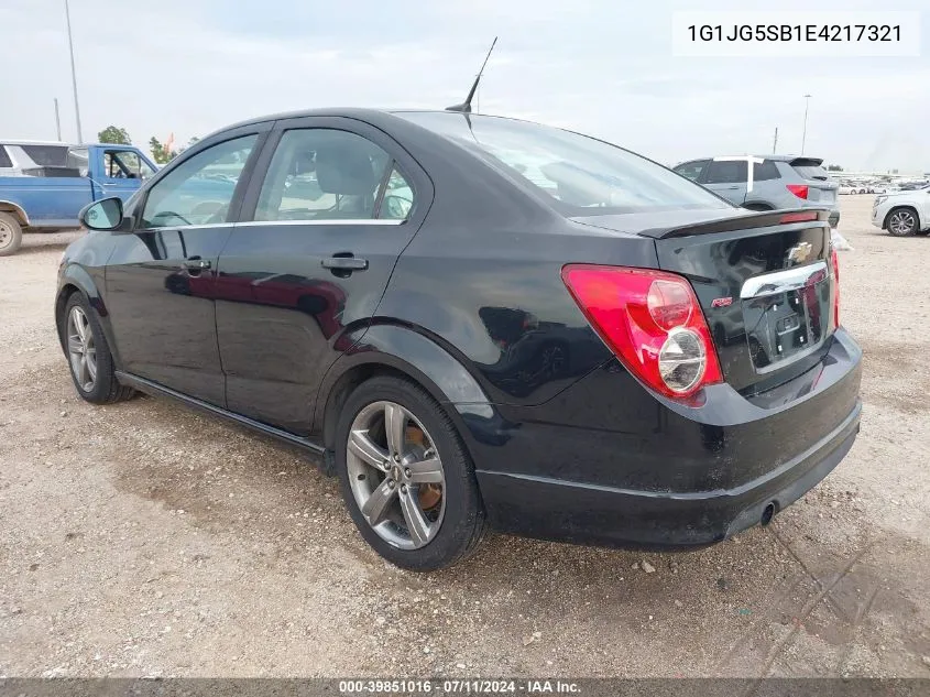 2014 Chevrolet Sonic Rs Auto VIN: 1G1JG5SB1E4217321 Lot: 39851016