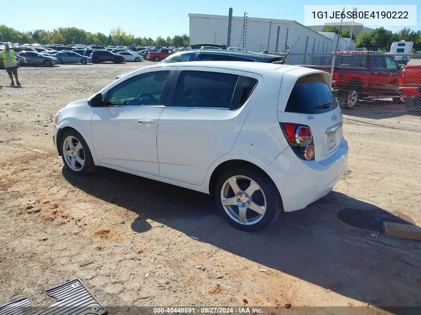 1G1JE6SB0E4190222 2014 Chevrolet Sonic Ltz Auto