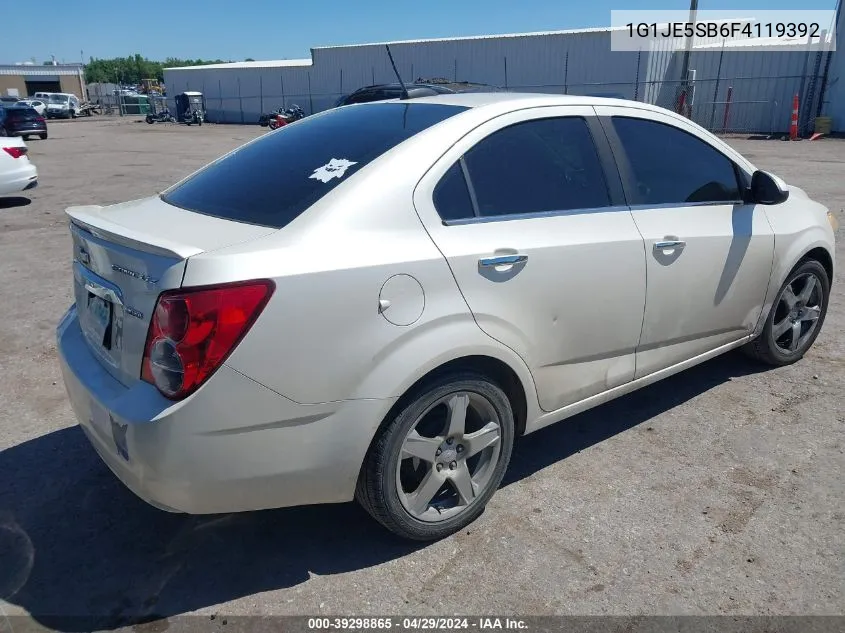 2015 Chevrolet Sonic Ltz Auto VIN: 1G1JE5SB6F4119392 Lot: 39298865