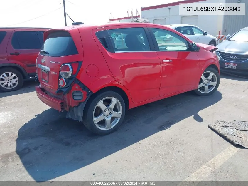 1G1JE6SBXF4203849 2015 Chevrolet Sonic Ltz Auto