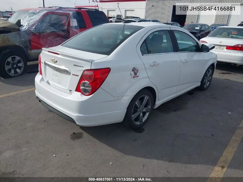 2015 Chevrolet Sonic Rs Manual VIN: 1G1JH5SB4F4166881 Lot: 40837001