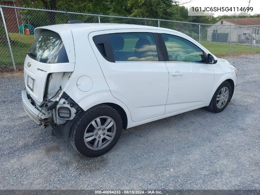 2016 Chevrolet Sonic Lt Auto VIN: 1G1JC6SH5G4114699 Lot: 40094233