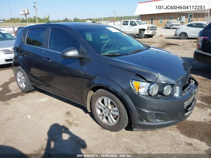 2016 Chevrolet Sonic Lt Auto VIN: 1G1JC6SH6G4112251 Lot: 40552674