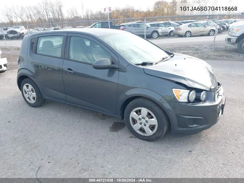 2016 Chevrolet Sonic Ls Auto VIN: 1G1JA6SG7G4118668 Lot: 40721438