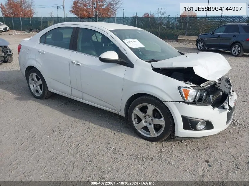 2016 Chevrolet Sonic Ltz Auto VIN: 1G1JE5SB9G4144997 Lot: 40722067