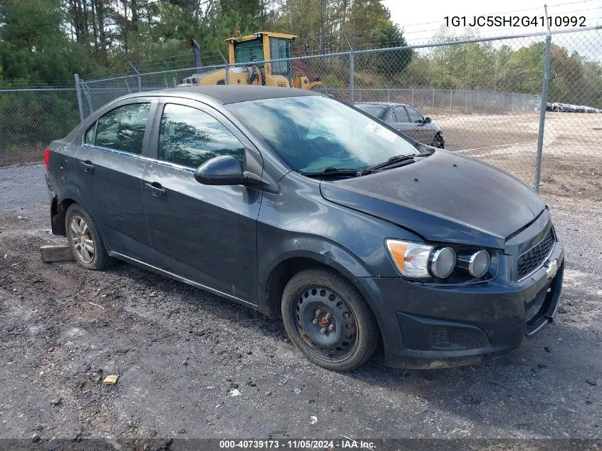 2016 Chevrolet Sonic Lt Auto VIN: 1G1JC5SH2G4110992 Lot: 40739173