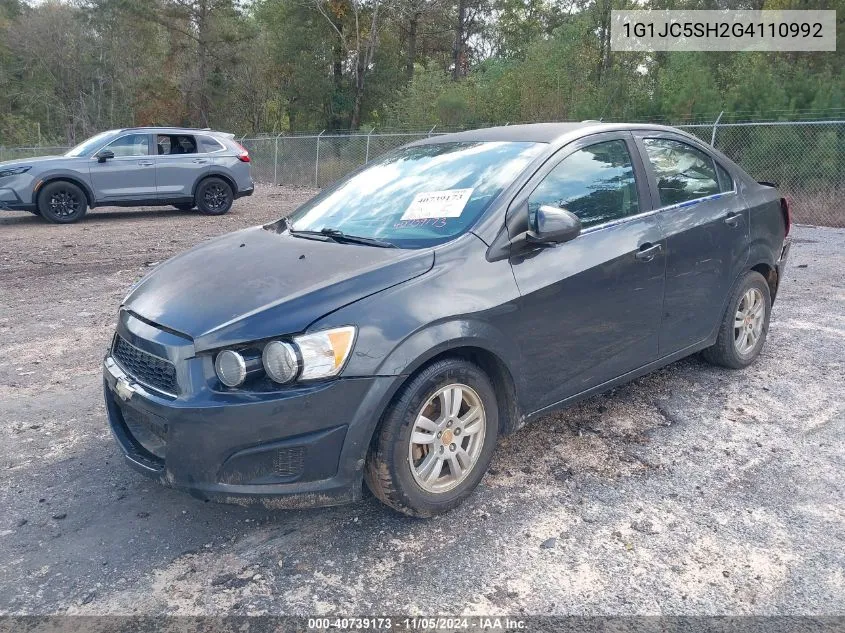 2016 Chevrolet Sonic Lt Auto VIN: 1G1JC5SH2G4110992 Lot: 40739173