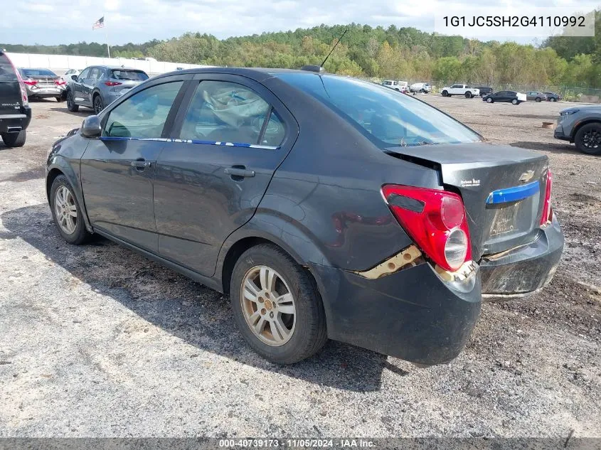 2016 Chevrolet Sonic Lt Auto VIN: 1G1JC5SH2G4110992 Lot: 40739173