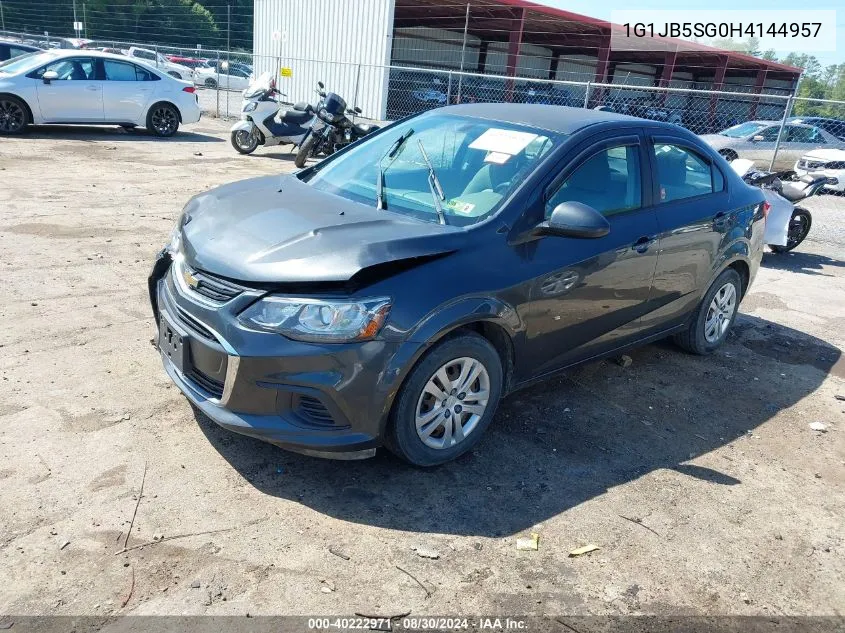 2017 Chevrolet Sonic Ls Auto VIN: 1G1JB5SG0H4144957 Lot: 40222971