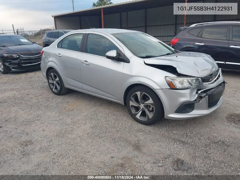 2017 Chevrolet Sonic Premier Auto VIN: 1G1JF5SB3H4122931 Lot: 40890955