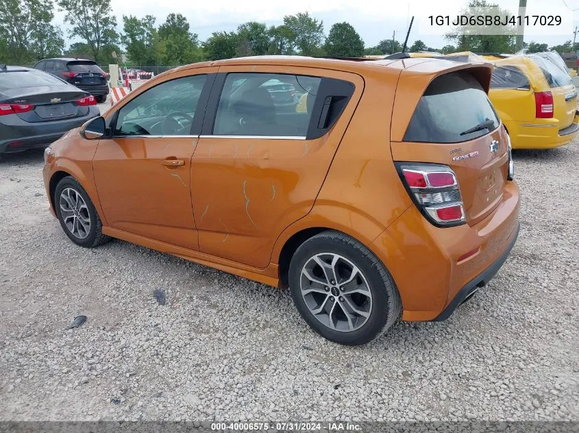 2018 Chevrolet Sonic Lt Auto VIN: 1G1JD6SB8J4117029 Lot: 40006575