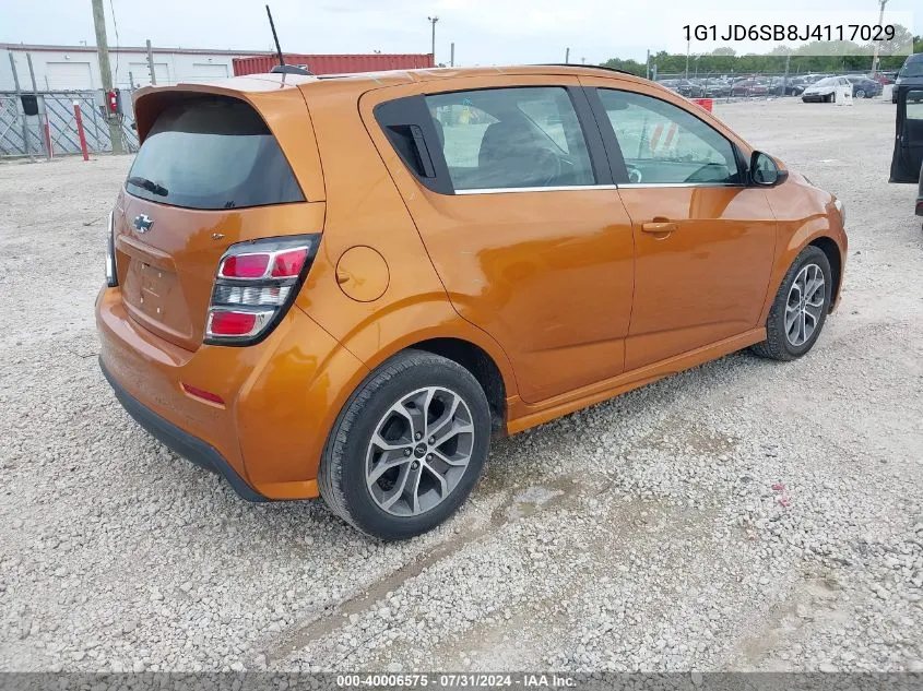 2018 Chevrolet Sonic Lt Auto VIN: 1G1JD6SB8J4117029 Lot: 40006575