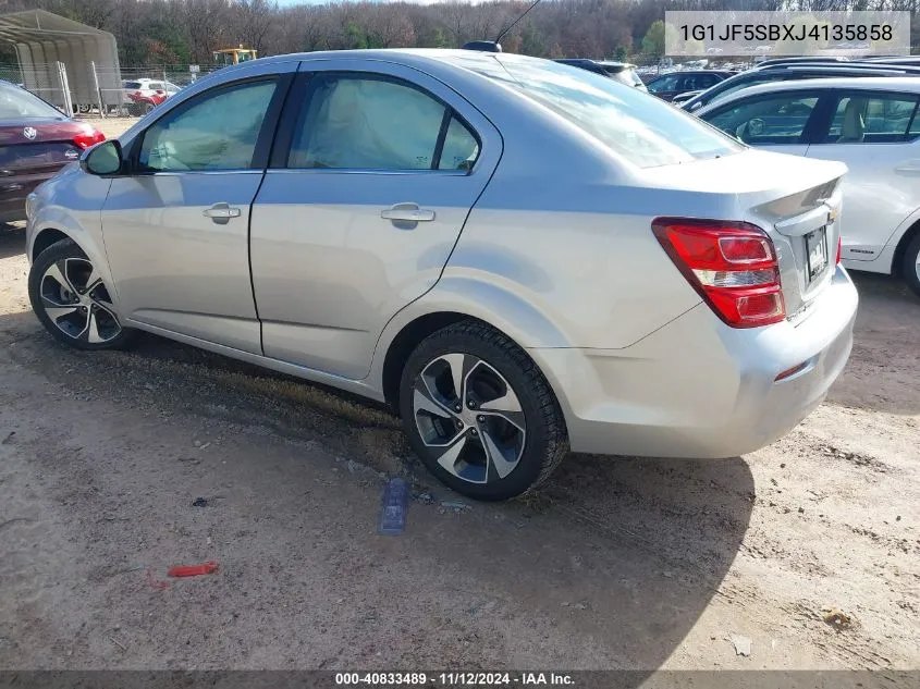 2018 Chevrolet Sonic Premier Auto VIN: 1G1JF5SBXJ4135858 Lot: 40833489