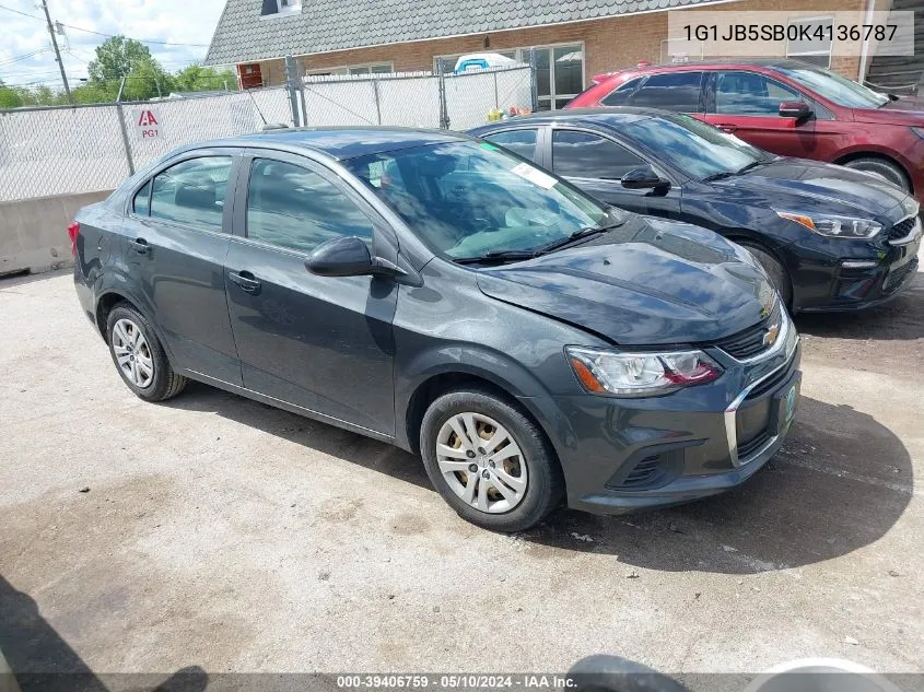 2019 Chevrolet Sonic Ls Auto VIN: 1G1JB5SB0K4136787 Lot: 39406759