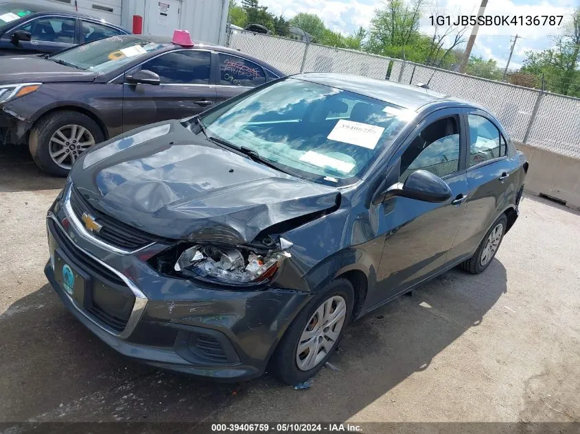 2019 Chevrolet Sonic Ls Auto VIN: 1G1JB5SB0K4136787 Lot: 39406759