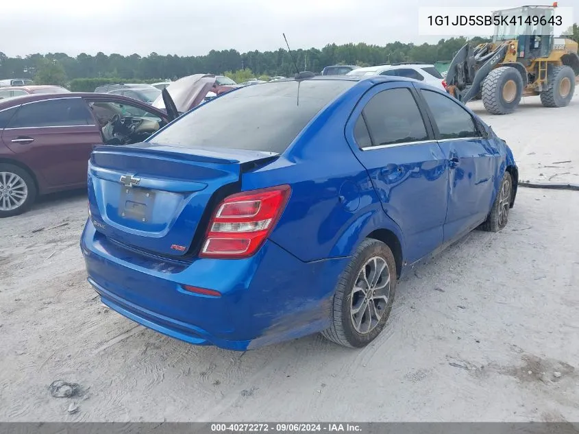 1G1JD5SB5K4149643 2019 Chevrolet Sonic Lt Auto