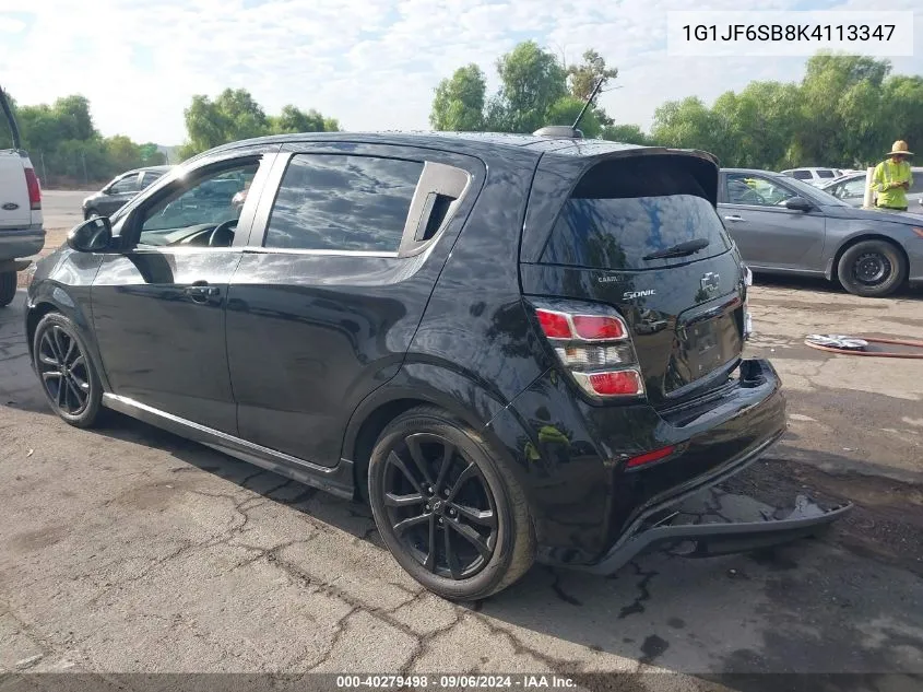 2019 Chevrolet Sonic Premier Auto VIN: 1G1JF6SB8K4113347 Lot: 40279498