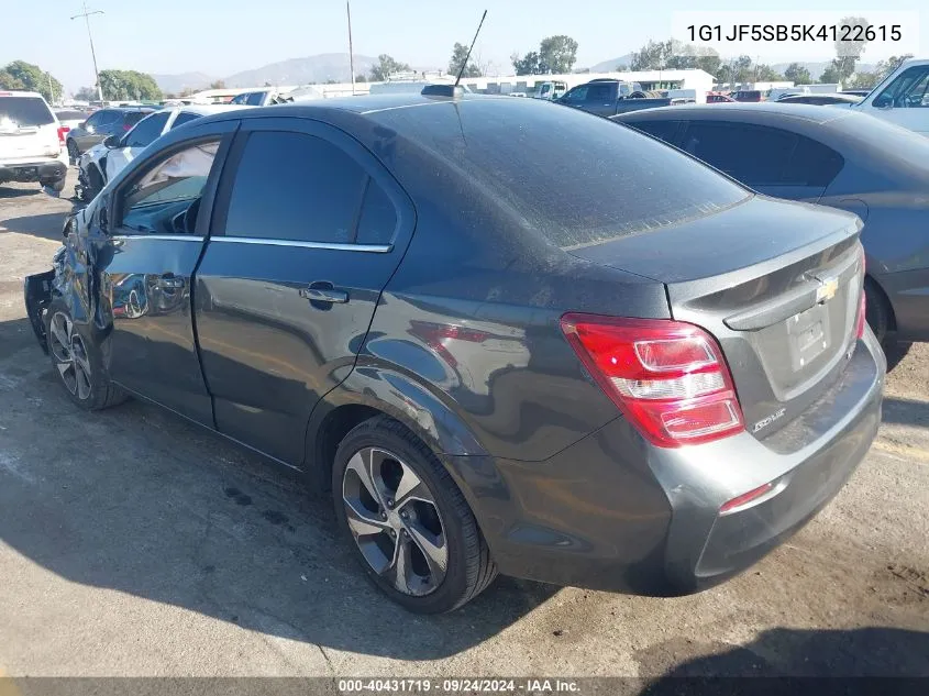 2019 Chevrolet Sonic Premier Auto VIN: 1G1JF5SB5K4122615 Lot: 40431719