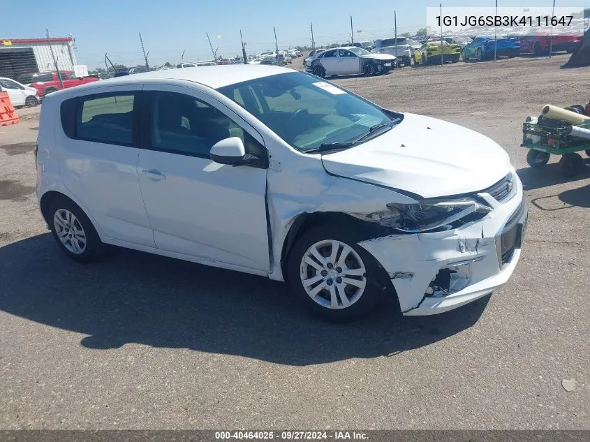 1G1JG6SB3K4111647 2019 Chevrolet Sonic Lt Auto