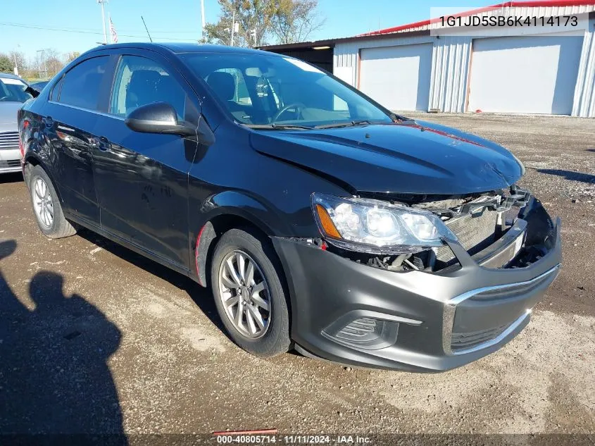 2019 Chevrolet Sonic Lt Auto VIN: 1G1JD5SB6K4114173 Lot: 40805714