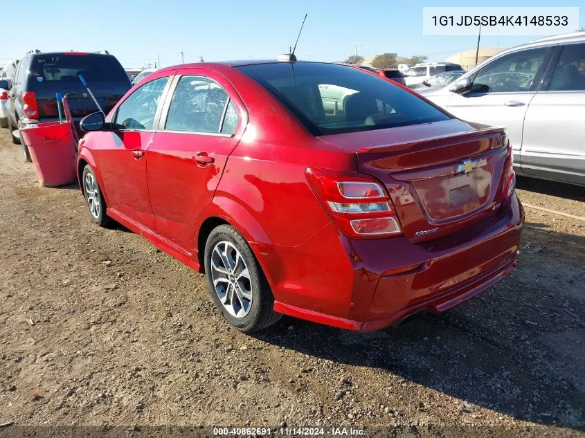 2019 Chevrolet Sonic Lt Auto VIN: 1G1JD5SB4K4148533 Lot: 40862691