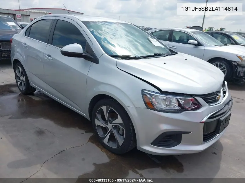 2020 Chevrolet Sonic Fwd Premier VIN: 1G1JF5SB2L4114814 Lot: 40333105