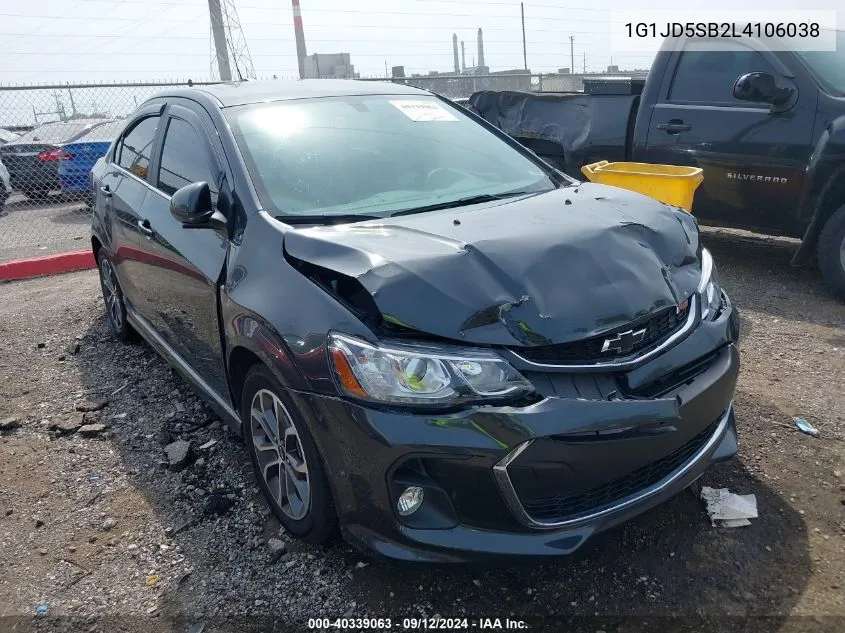 2020 Chevrolet Sonic Fwd Lt VIN: 1G1JD5SB2L4106038 Lot: 40339063