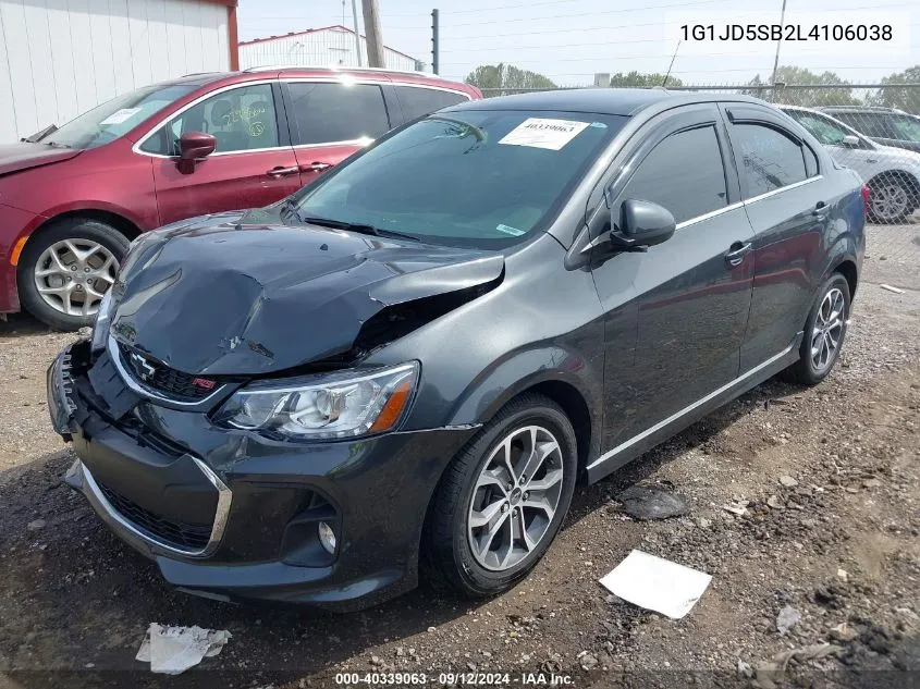 2020 Chevrolet Sonic Fwd Lt VIN: 1G1JD5SB2L4106038 Lot: 40339063