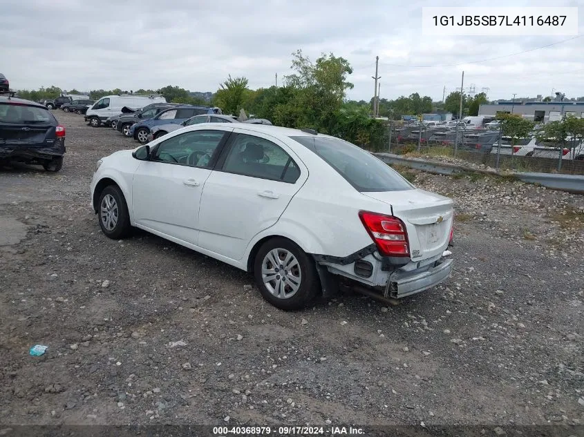 2020 Chevrolet Sonic Fwd Ls VIN: 1G1JB5SB7L4116487 Lot: 40368979