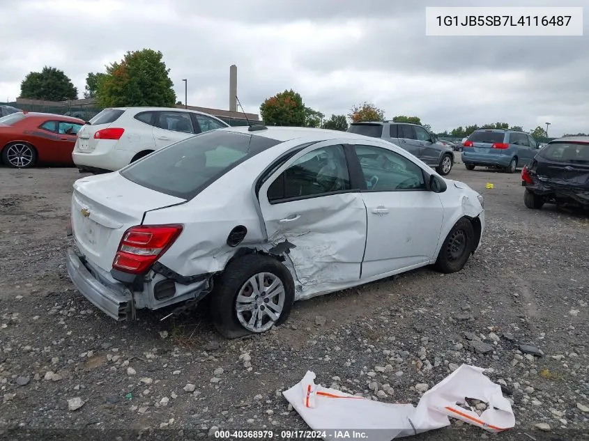 2020 Chevrolet Sonic Fwd Ls VIN: 1G1JB5SB7L4116487 Lot: 40368979