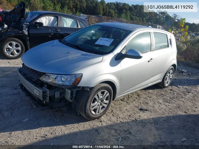 2020 Chevrolet Sonic Fwd 1Fl 5-Door VIN: 1G1JG6SB8L4119292 Lot: 40729814