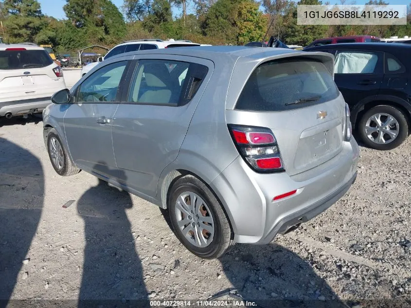 2020 Chevrolet Sonic Fwd 1Fl 5-Door VIN: 1G1JG6SB8L4119292 Lot: 40729814